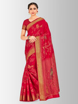 Mimosa Womens Art Silk Saree Kanjivaram Red Color