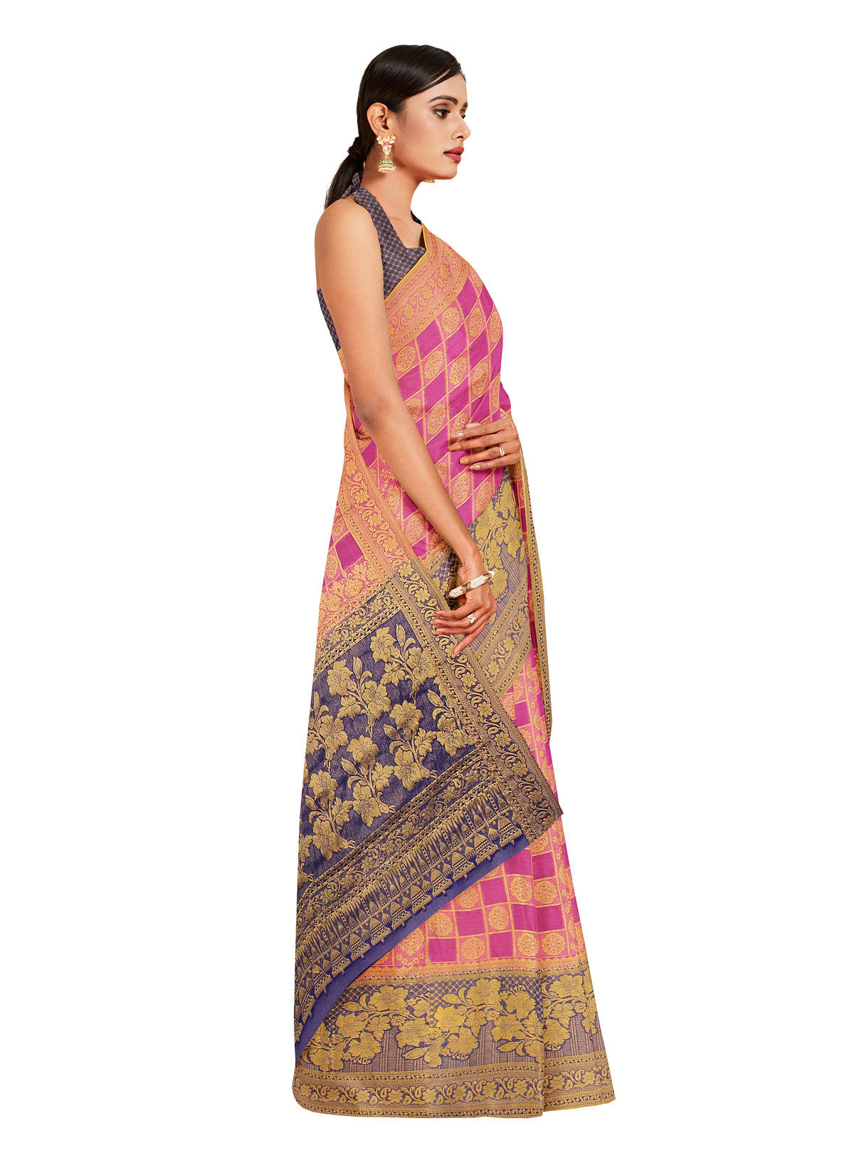 Mimosa Womens Chiffon Saree Patola Gajjari Color