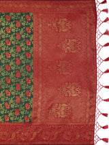 Mimosa Women's Woven Design Kanjivaram Art Silk Saree With Blouse Piece : SA0000890GRN