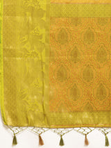 Mimosa Womens Art Silk Saree Kanjivaram Olive Color