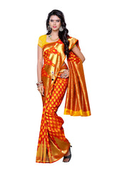 Mimosa Womens Art Silk Saree Kanjivaram Gold Color