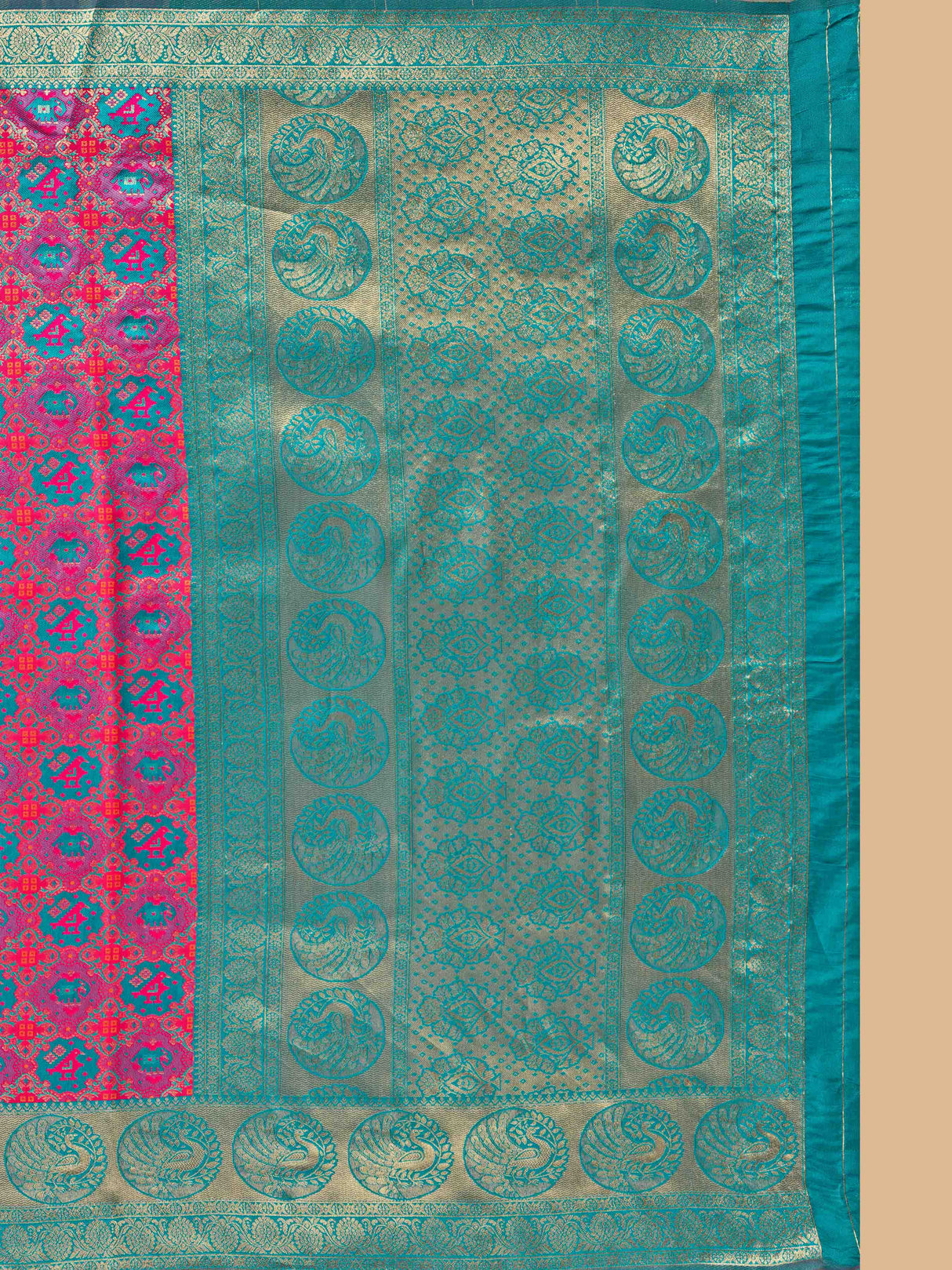 Mimosa Women's Woven Design Patola Style Art Silk Saree With Blouse Piece : SA00001346PNKFREE