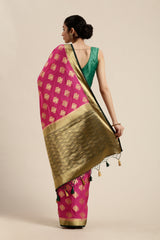 Mimosa Womens Crepe Saree Mysore Silk Rani Color