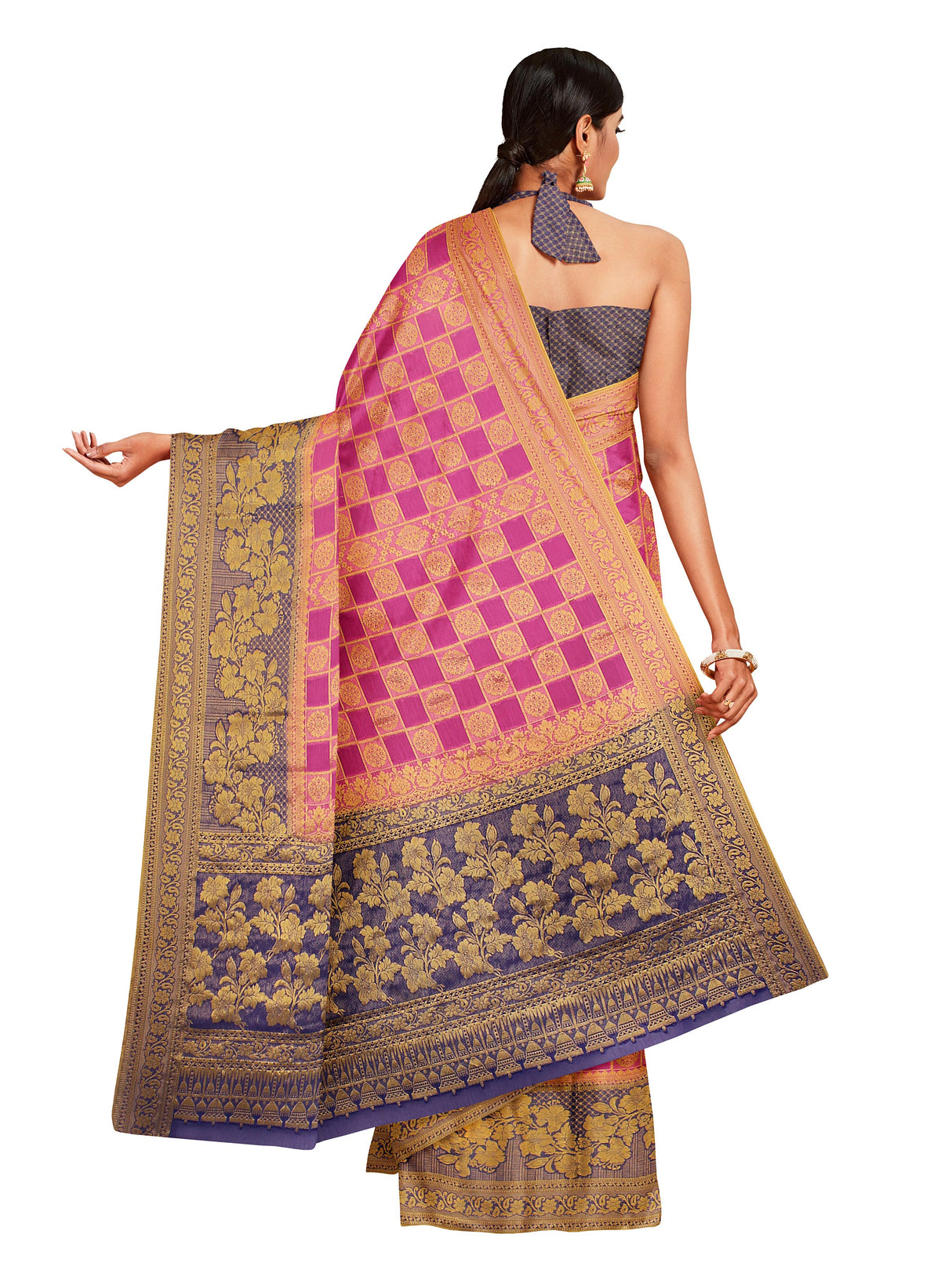 Mimosa Womens Chiffon Saree Patola Gajjari Color