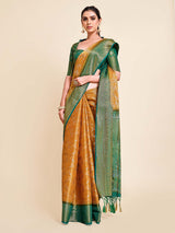 Mimosa Womens Art Silk Saree Kanjivaram Mustard Color