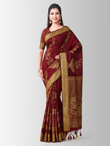 Mimosa Womens Art Silk Saree Kanjivaram Chocolate Color