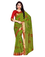 Mimosa Womens Art Silk Saree Kanjivaram Olive Color