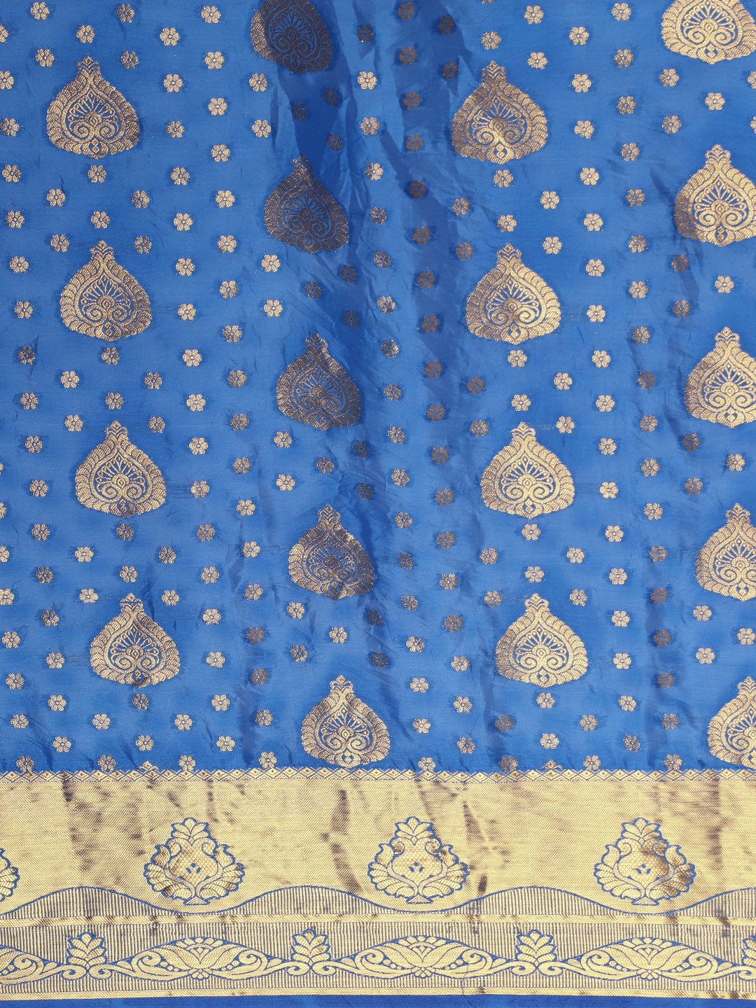 Mimosa Womens Crepe Saree Mysore Silk Royal Blue Color