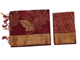 Mimosa Womens Art Silk Saree Kanjivaram Chocolate Color