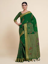 Mimosa Womens Art Silk Saree Kanjivaram Green Color