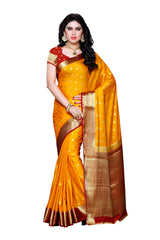 Mimosa Womens Crepe Saree Mysore Silk Gold Color