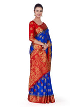 Mimosa Womens Art Silk Saree Kanjivaram Royal Blue Color