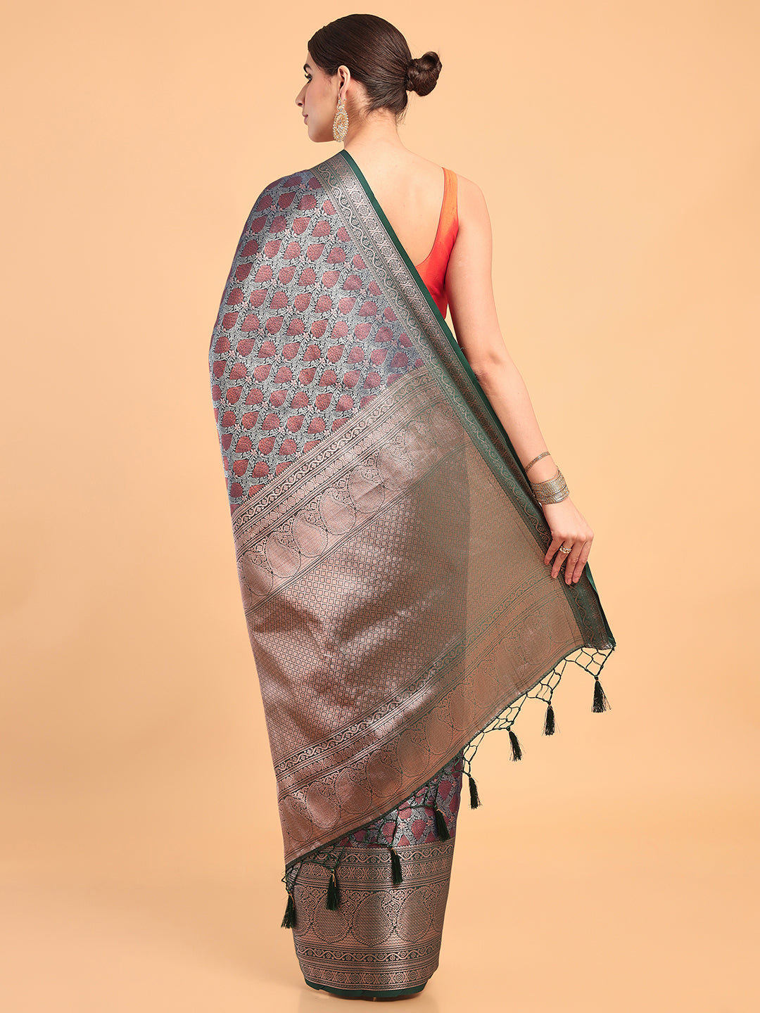 Mimosa Women's Woven Design Kanjivaram Art Silk Saree With Blouse Piece : SA00001118NVFREE