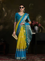 Mimosa Women's Woven Design Kanjivaram Style Art Silk Saree With Blouse Piece : SA0000869OL