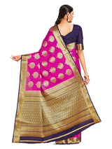 Mimosa Womens Crepe Saree Mysore Silk Rani Color