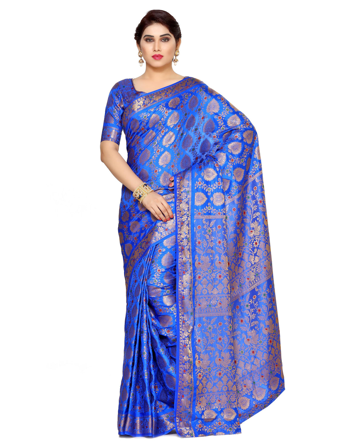 Mimosa Womens Art Silk Saree Kanjivaram Royal Blue Color