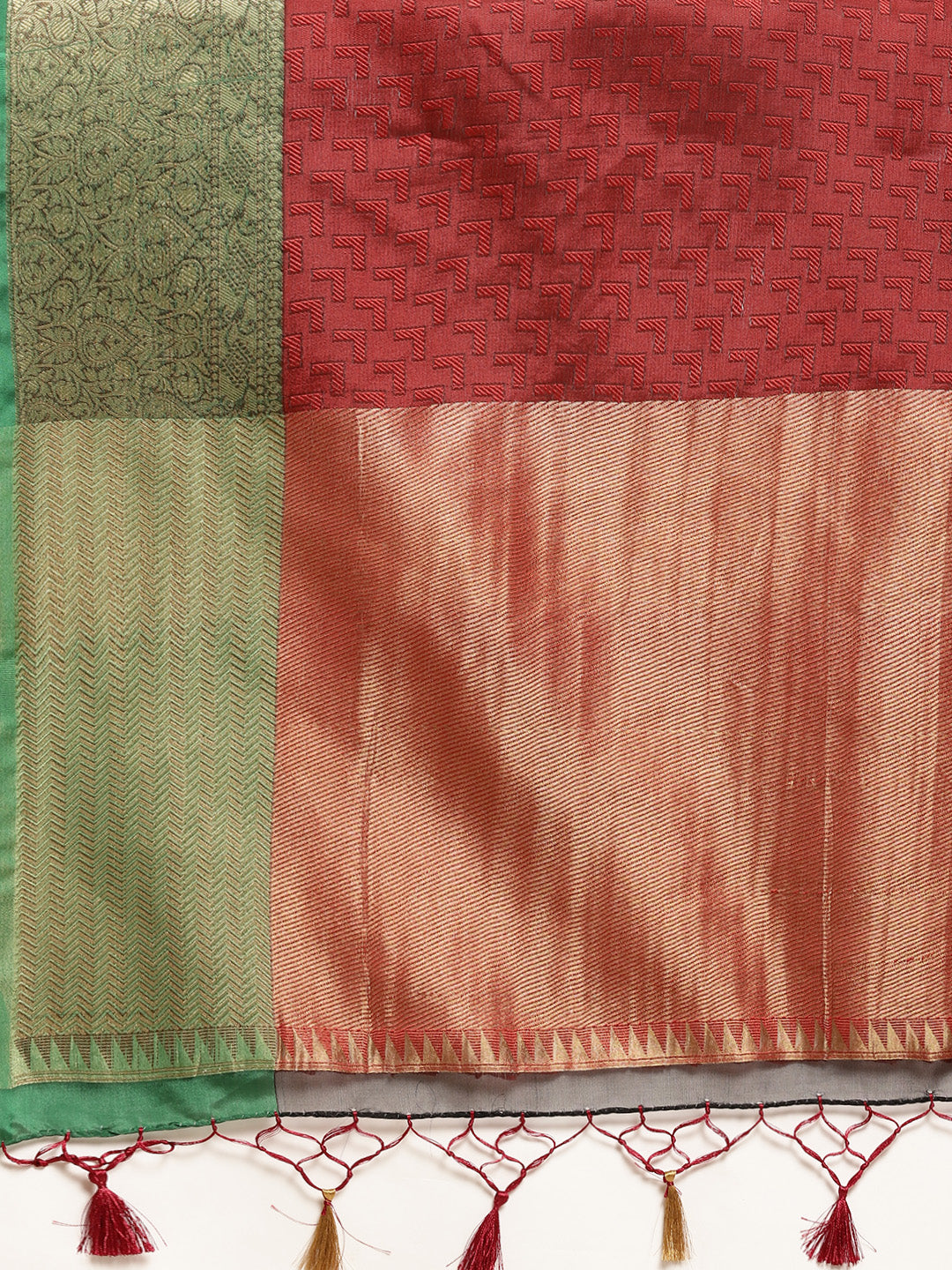 Mimosa Womens Art Silk Saree Kanjivaram style Red Color