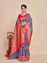 Mimosa Women's Woven Design Kanjivaram Style Art Silk Saree With Blouse Piece : SA00001335IBFREE