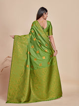 Mimosa Women's Woven Design Kanjivaram Style Art Silk Saree With Blouse Piece : SA00001348OLFREE