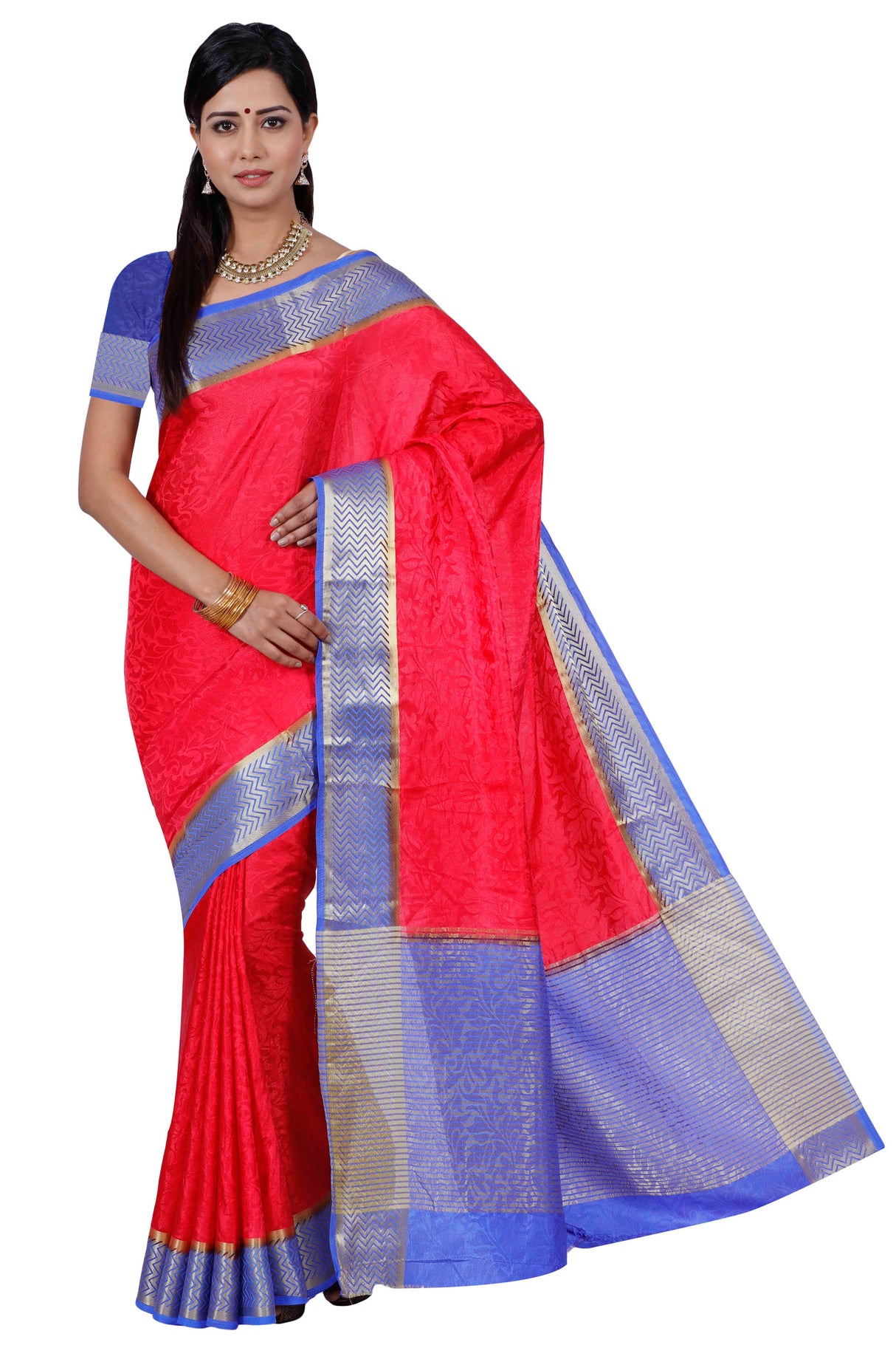 Mimosa Womens Art Silk Saree Kanjivaram Strawberry Color