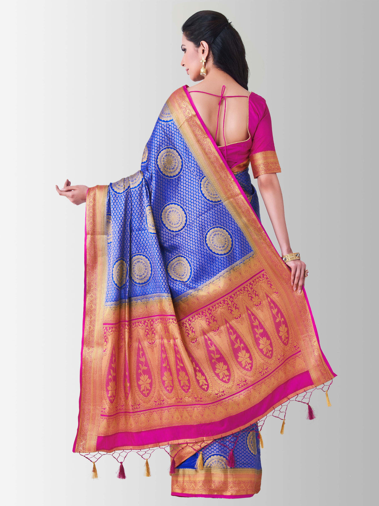 Mimosa Womens Art Silk Saree Kanjivaram Royal Blue Color