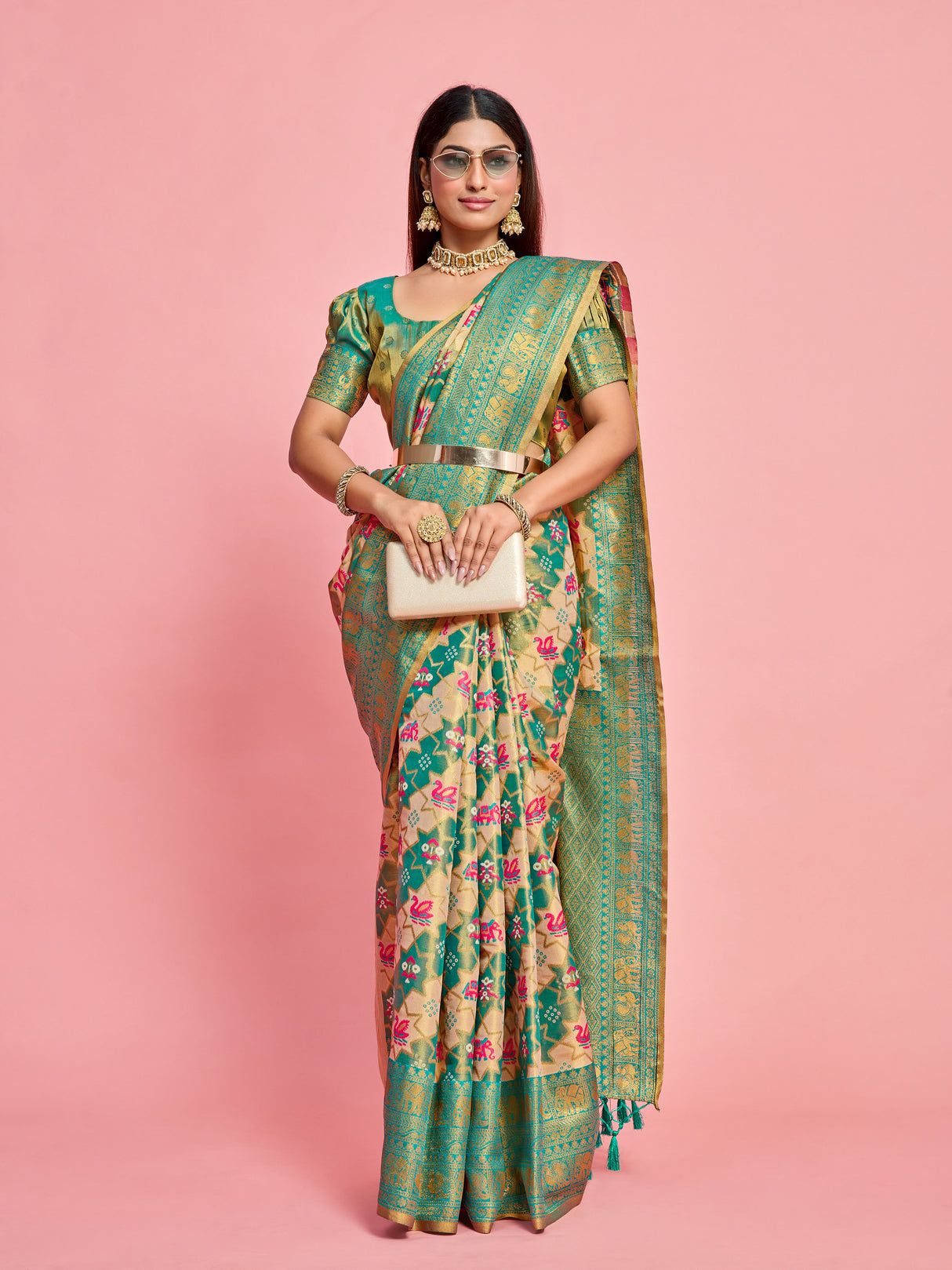 Mimosa Women's Woven Design Kanjivaram Art Silk Saree With Blouse Piece : SA00001232SFFREE