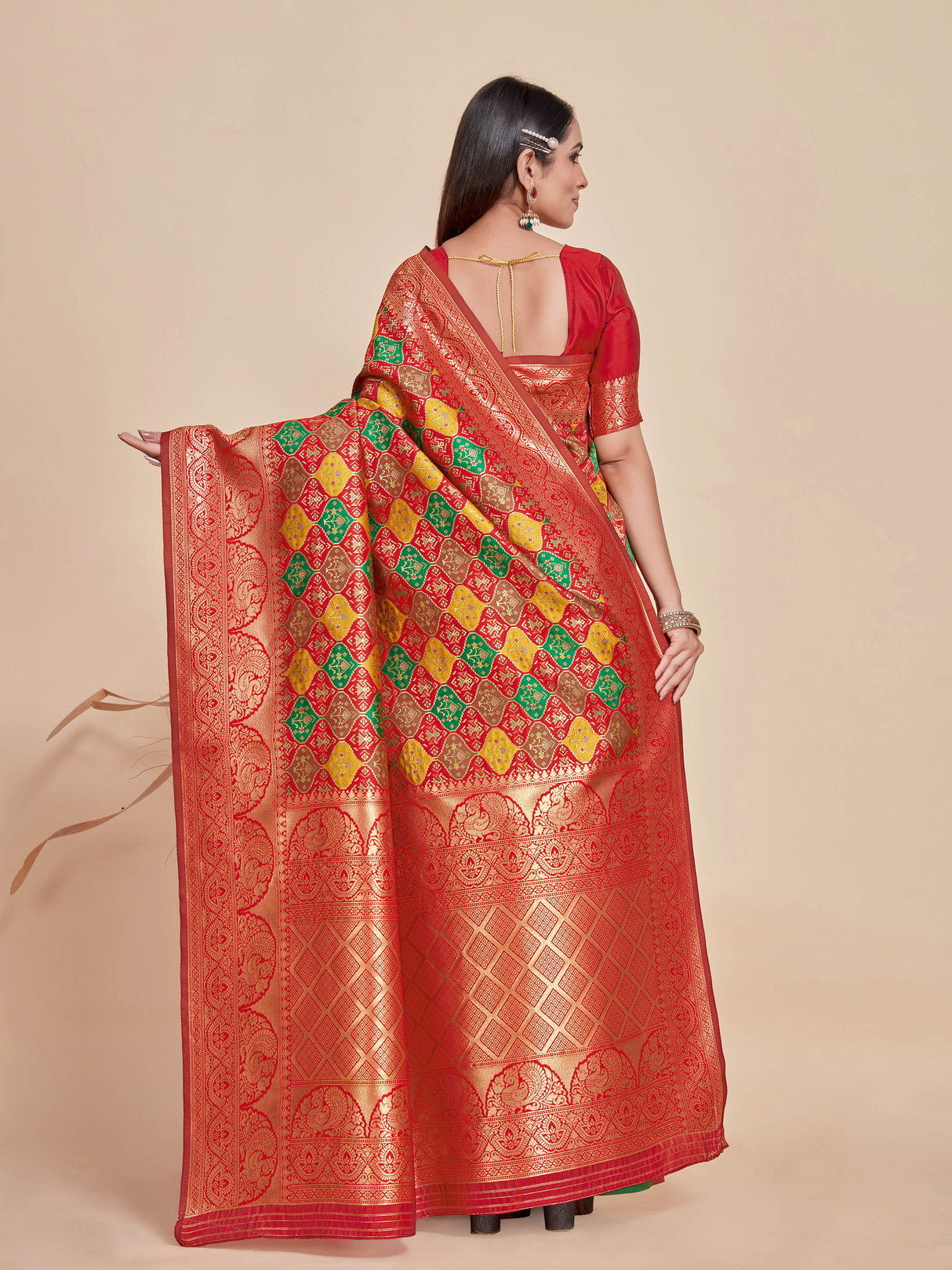 Mimosa Women's Woven Design Patola Style Art Silk Saree With Blouse Piece : SA00001343MRFREE