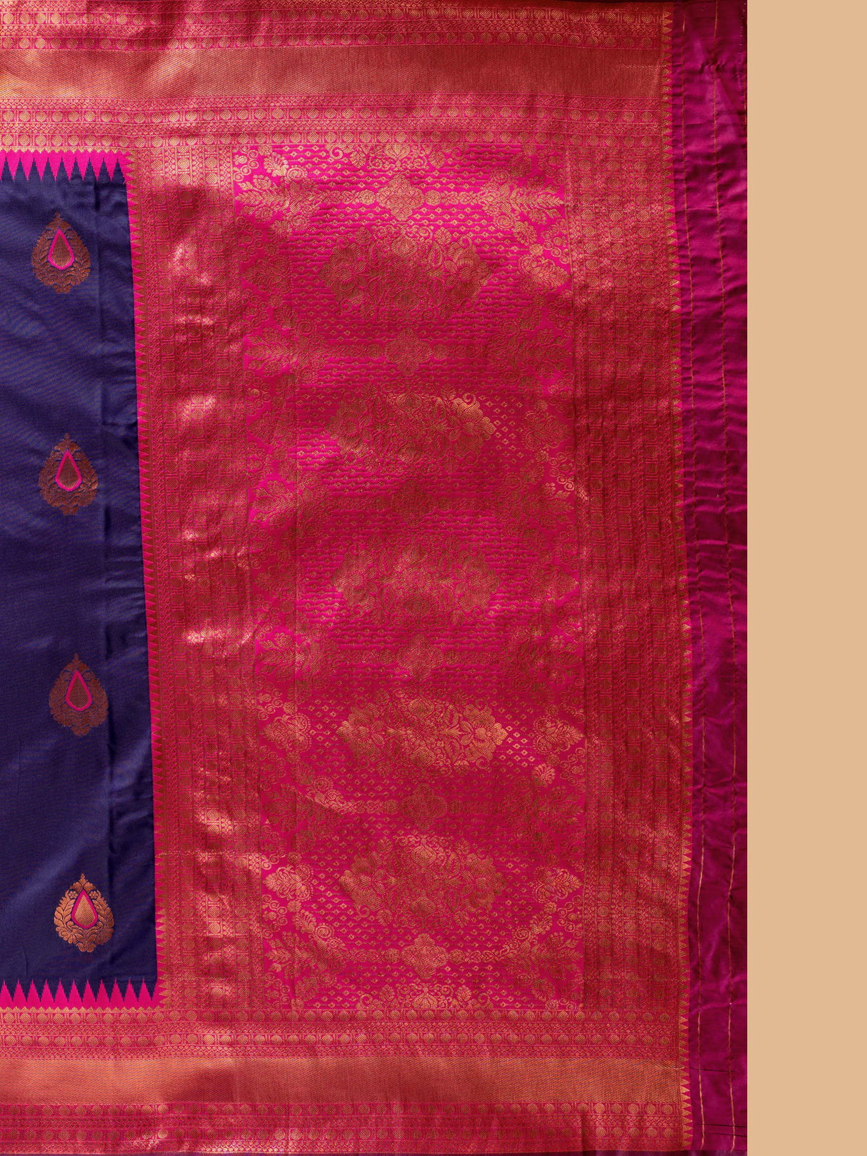 Mimosa Women's Woven Design Kanjivaram Style Art Silk Saree With Blouse Piece : SA00001377NVFREE