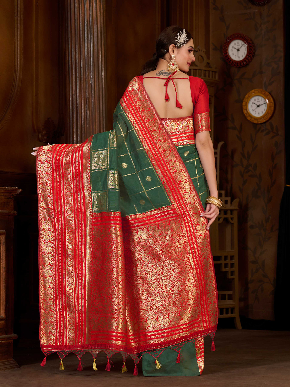 Mimosa Women's Woven Design Kanjivaram Style Art Silk Saree With Blouse Piece : SA0000870BG