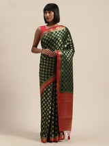 Mimosa Womens Crepe Saree Mysore Silk BGreen Color