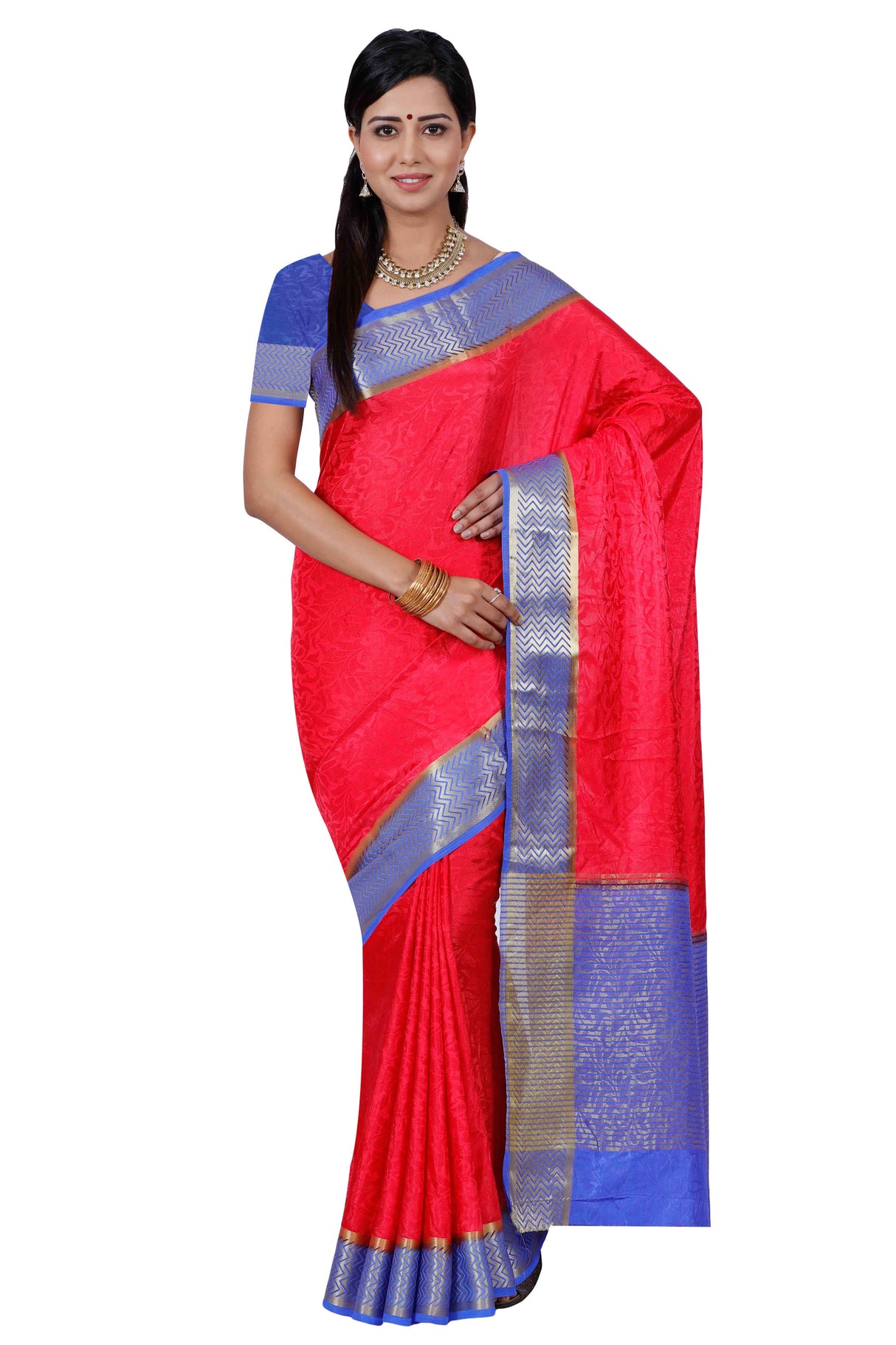 Mimosa Womens Art Silk Saree Kanjivaram Strawberry Color