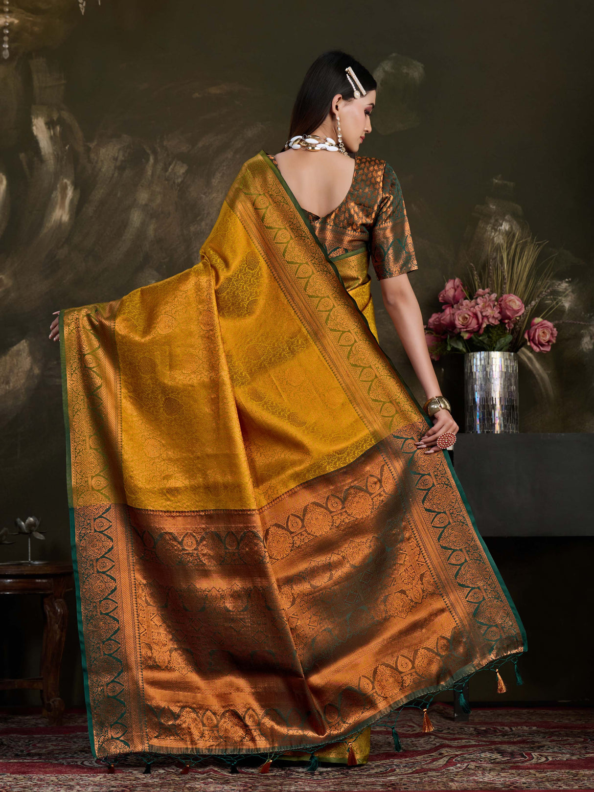 Mimosa Women's Woven Design Kanjivaram Art Silk Saree With Blouse Piece : SA0000915MS