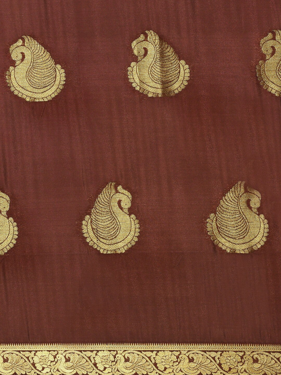 Mimosa Womens Crepe Saree Mysore Silk Chocolate Color