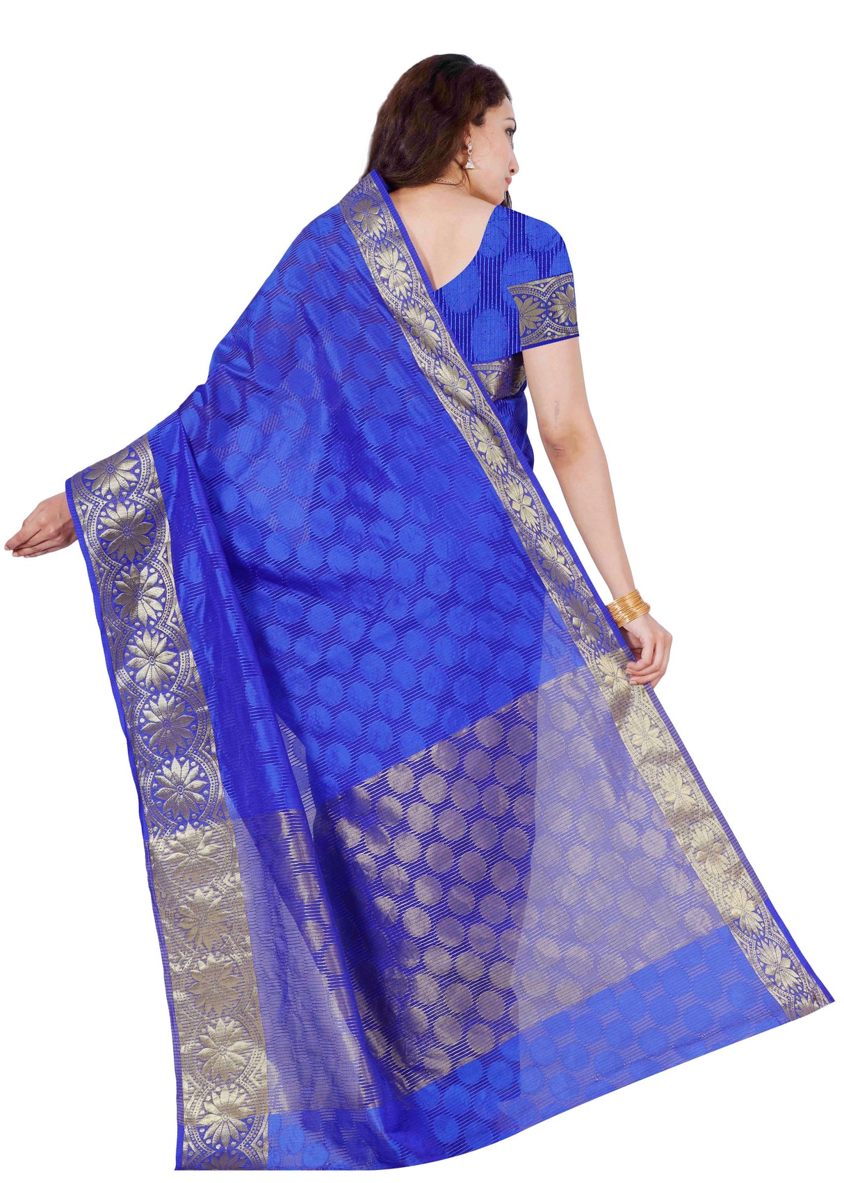 Mimosa Womens Orgenza Saree Kanjivaram Royal Blue Color