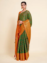 Mimosa Womens Art Silk Saree Kanjivaram Green Color