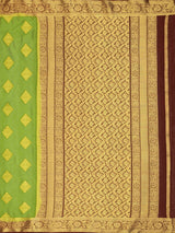 Mimosa Womens Crepe Saree Mysore Silk Olive Color