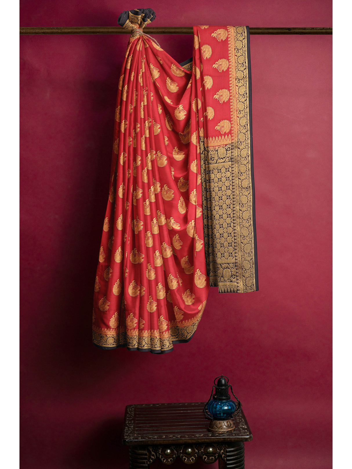 Mimosa Womens Crepe Saree Mysore Silk Strawberry Color