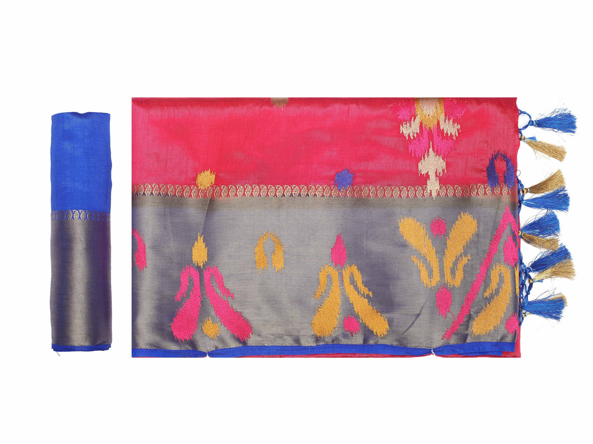 Mimosa Womens Tussar Silk Saree Kanjivaram style Gajjari Color