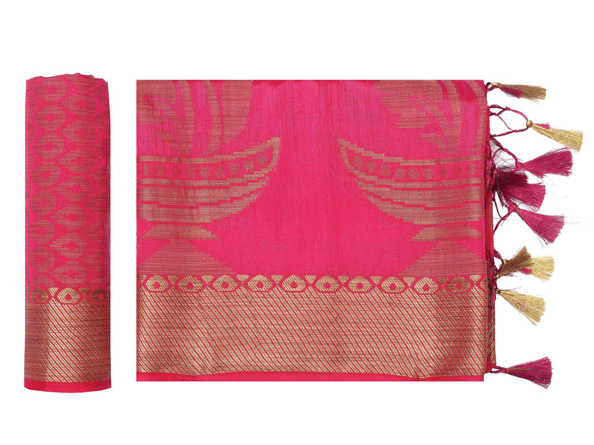 Mimosa Womens Art Silk Saree Kanjivaram Strawberry Color