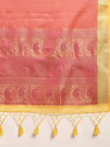 Mimosa Womens Art Silk Saree Kanjivaram Peach Color