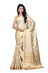 Mimosa Womens Chiffon Saree Kanjivaram Halfwhite Color