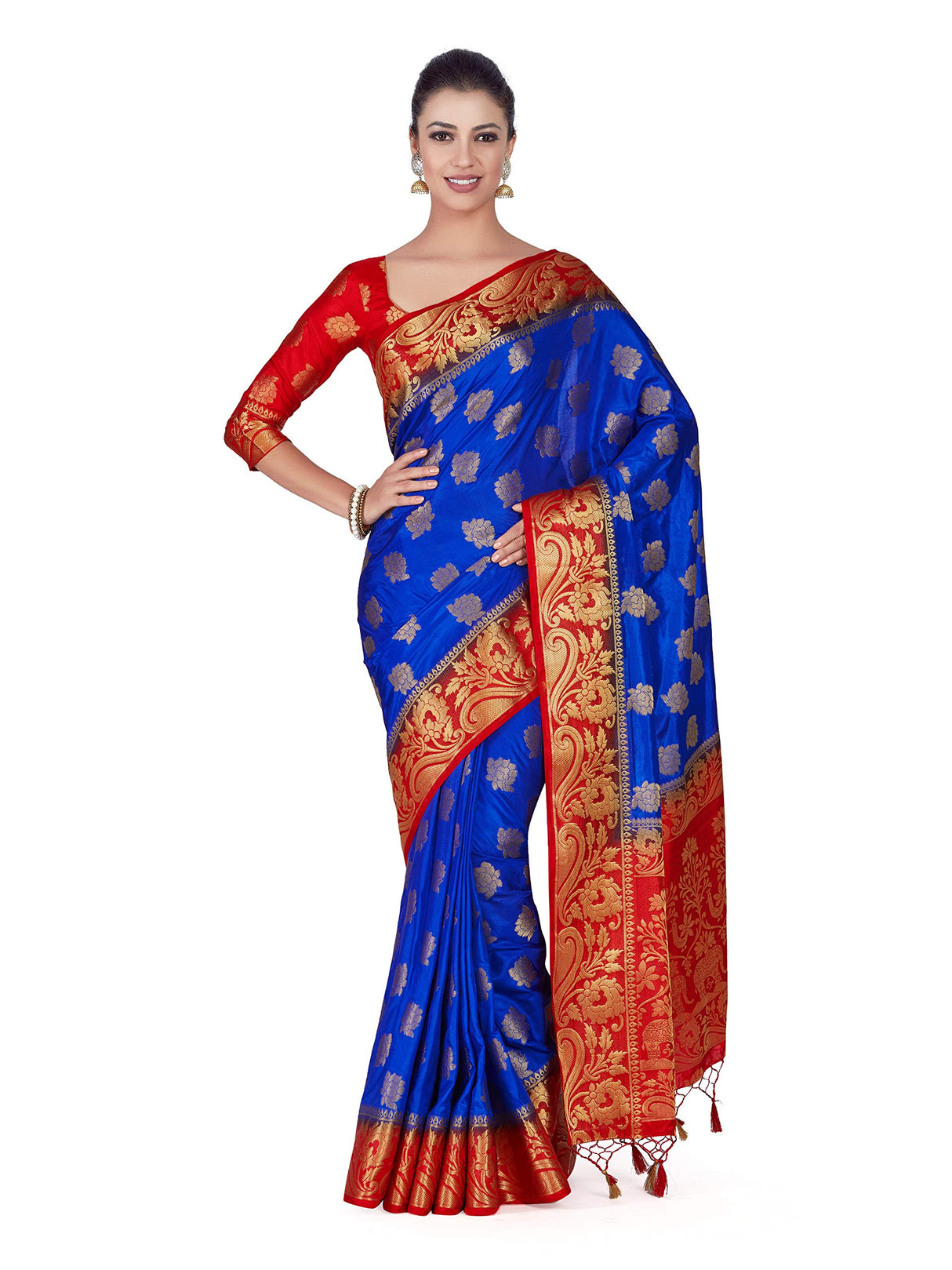 Mimosa Womens Art Silk Saree Kanjivaram Royal Blue Color