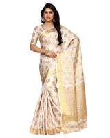 Mimosa Womens Art Silk Saree Kanjivaram Halfwhite Color