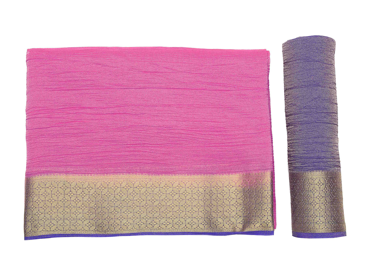 Mimosa Womens Art Silk Saree Kanjivaram style Pink Color